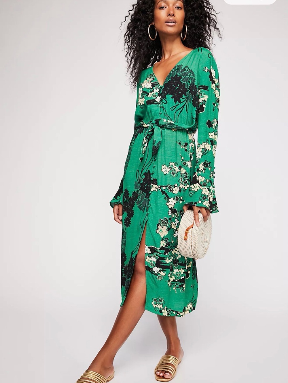 Free People Mixed Print Twist Dress xs